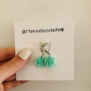 Handmade Light Blue Rose Stitch Markers Crochet Knitting